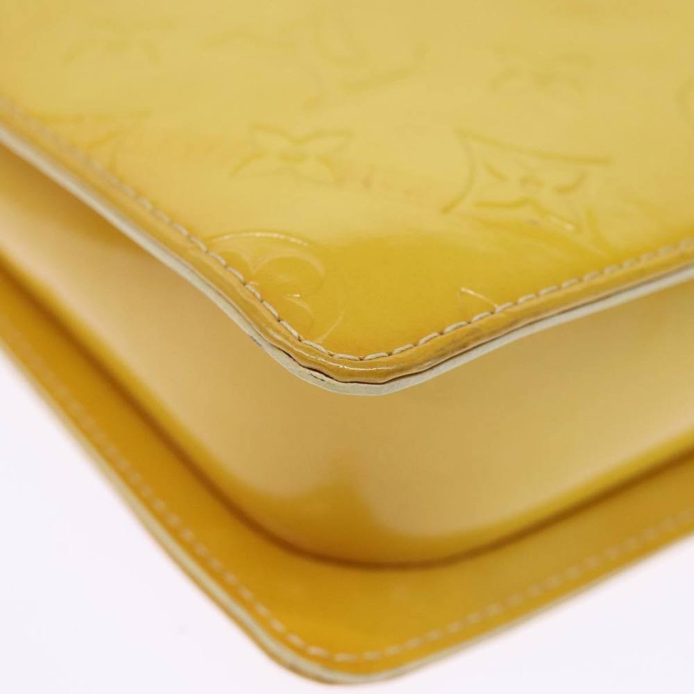 LOUIS VUITTON Monogram Vernis Motto Pouch Lime Yellow M91059 LV Auth 75874 - Picture 15 of 16